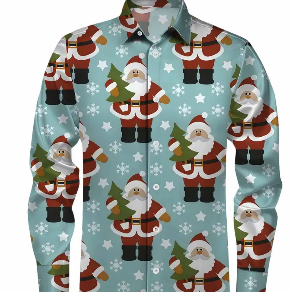Winter Clothing Gift Ideas - Heren overhemd met lange mouwen, kerstprint,